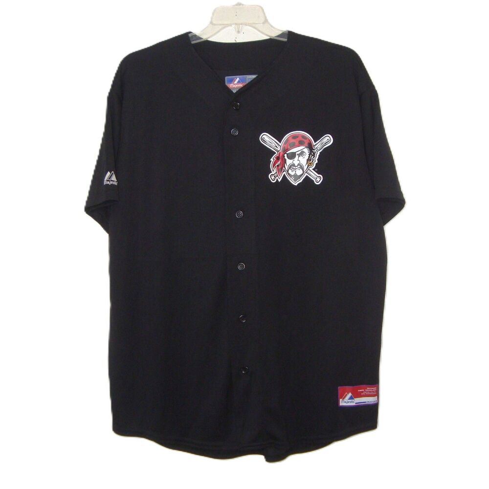 Majestic Cool Base Pittsburgh Pirates Jersey Button Up Moisture Wicking